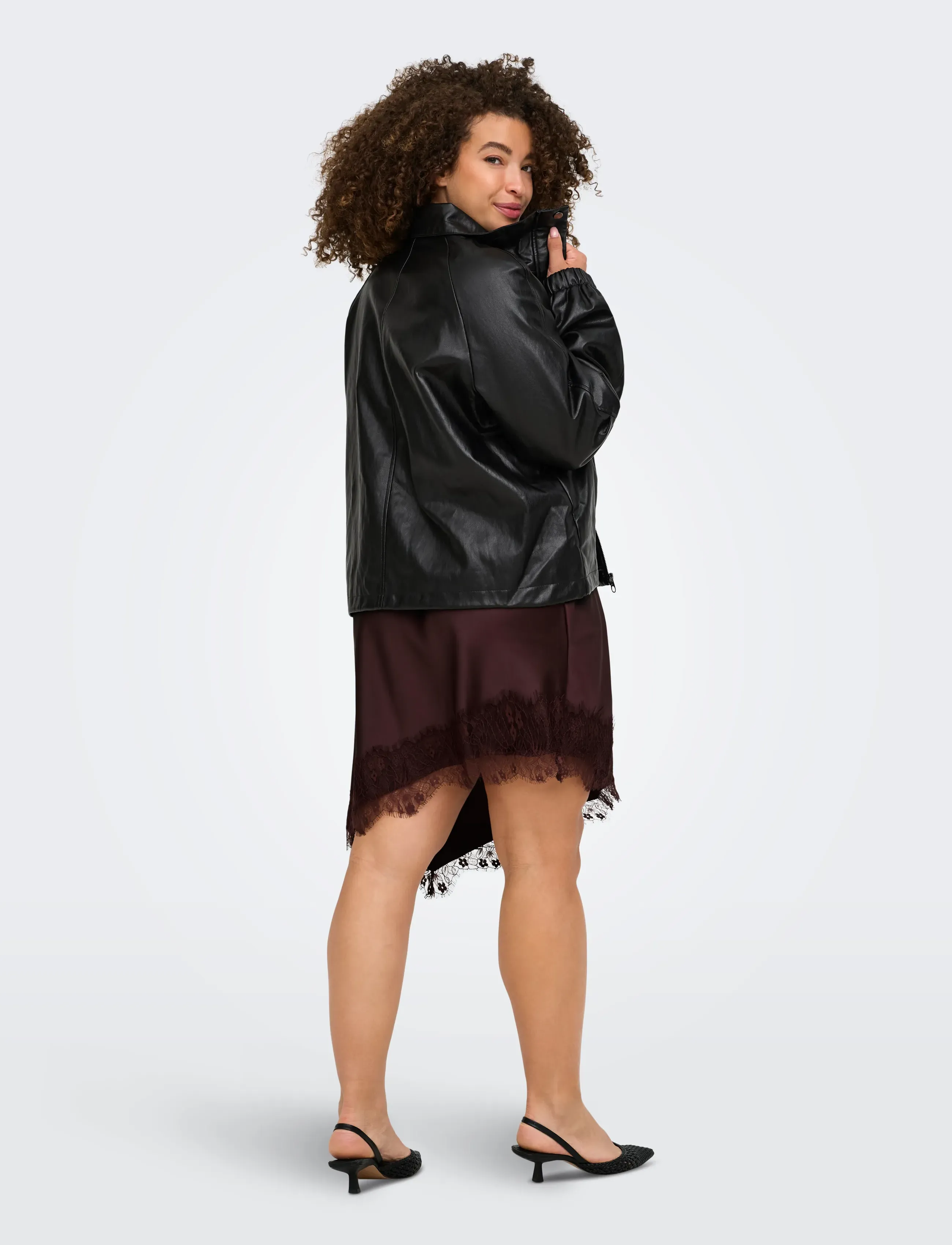 ONLY Carmakoma - CARMINI FAUX LEATHER JACKET OTW - vårjackor - black - 3