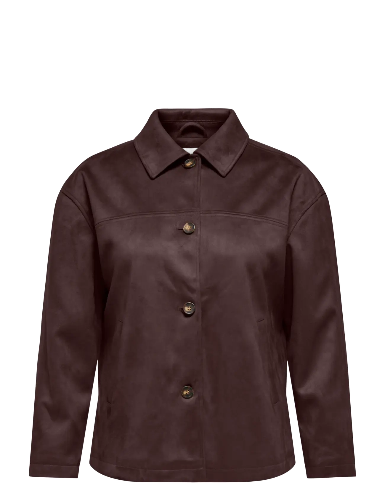ONLY Carmakoma CARCAROLINA FAUX SUEDE JACKET OTW - Herbstjacken - COFFEE BEAN / brown
