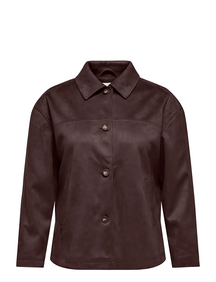 ONLY Carmakoma - CARCAROLINA FAUX SUEDE JACKET OTW - frühlingsjacken - coffee bean - 0