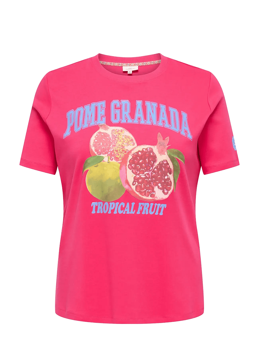 ONLY Carmakoma - CARJENNY SS PRINT JEANS TEE JRS - t-shirts - raspberry - 1