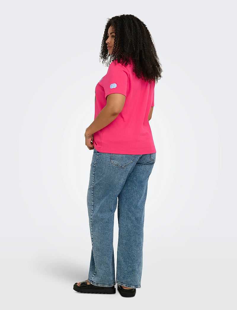 ONLY Carmakoma - CARJENNY SS PRINT JEANS TEE JRS - t-särgid - raspberry - 3