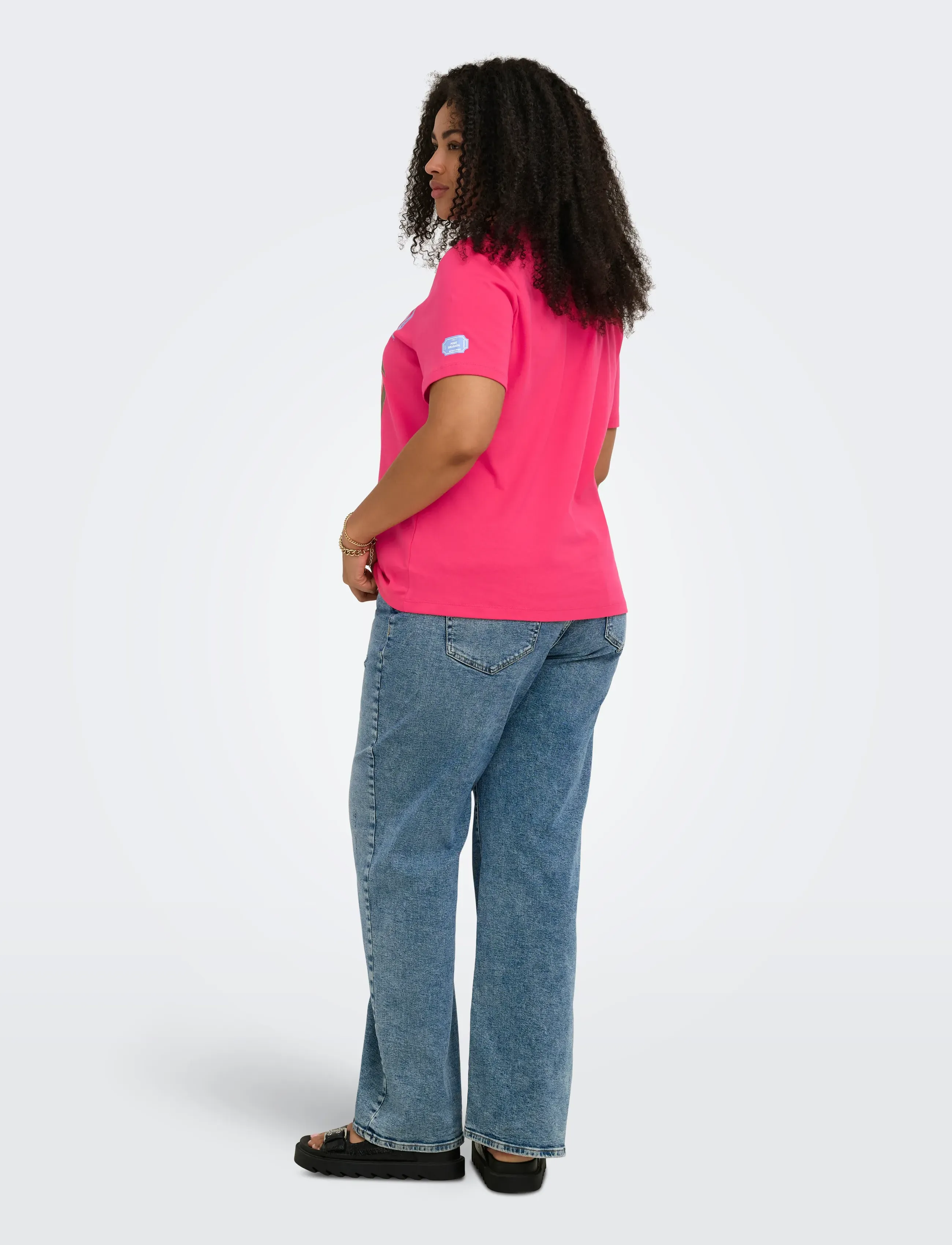 ONLY Carmakoma - CARJENNY SS PRINT JEANS TEE JRS - t-shirts - raspberry - 3