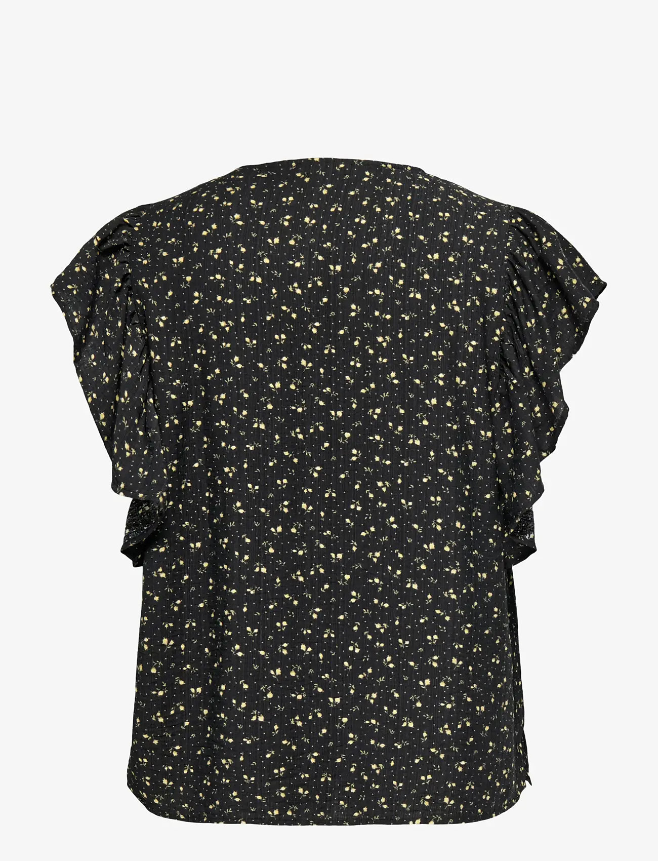 ONLY Carmakoma - CARALBERTHE S/S V-NECK TOP AOP - kortærmede bluser - black - 2