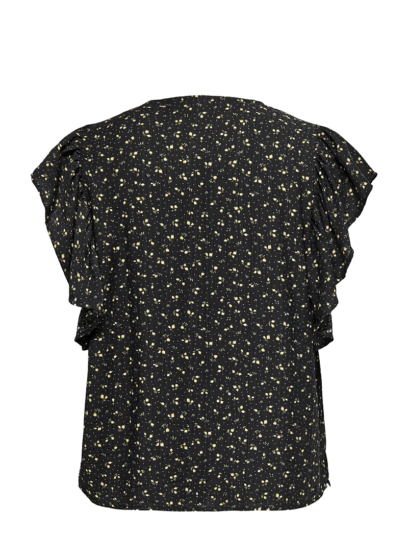 ONLY Carmakoma - CARALBERTHE S/S V-NECK TOP AOP - kurzämlige blusen - black - 2
