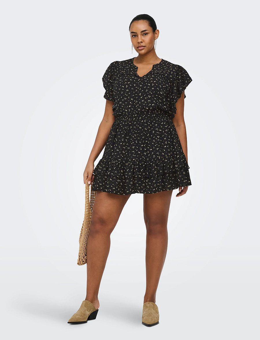 ONLY Carmakoma - CARALBERTHE SHORT SKIRT AOP - miniseelikud - black - 4
