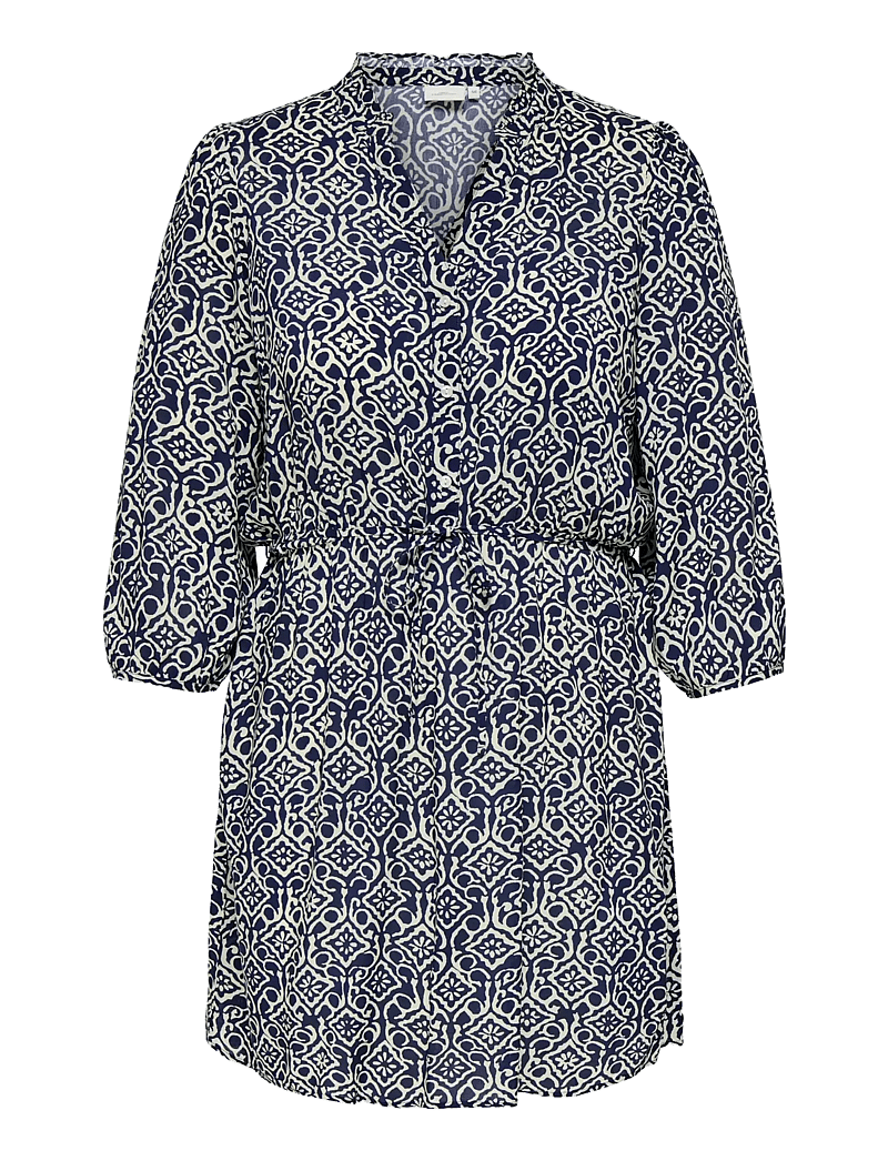 ONLY Carmakoma - CARASTINA 3/4 V-NECK ABK DRESS WVN ZL - sommarklänningar - night sky - 0