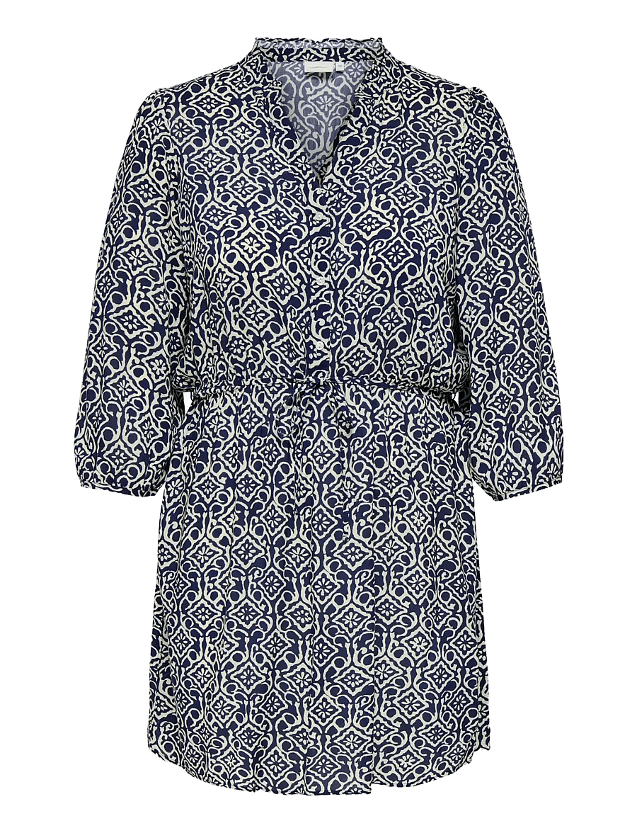 ONLY Carmakoma - CARASTINA 3/4 V-NECK ABK DRESS WVN ZL - sommarklänningar - night sky - 0