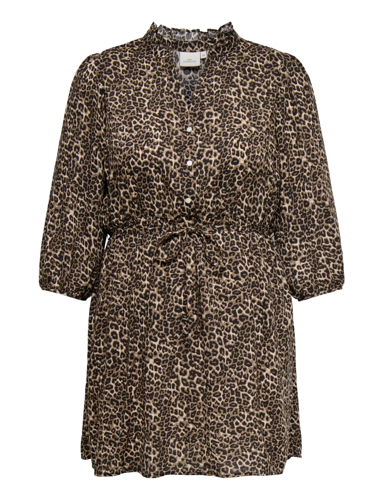 ONLY Carmakoma Carastina 3/4 V-Neck Abk Dress Wvn Zl, Kvinder, Leopardmønstret 3/4-Ærmet V-Hals Kjole, Sort, Str: 42