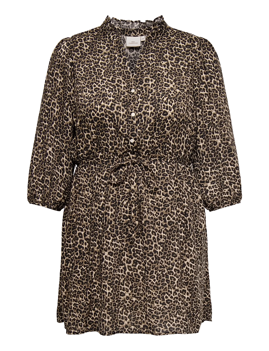 ONLY Carmakoma - CARASTINA 3/4 V-NECK ABK DRESS WVN ZL - sommarklänningar - silver mink - 0