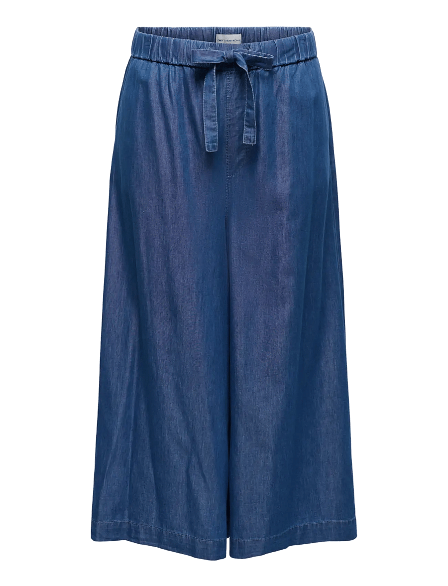 ONLY Carmakoma - CARBEA PALAZZO EX WIDE PANT GUA - víðar gallabuxur - medium blue denim - 1