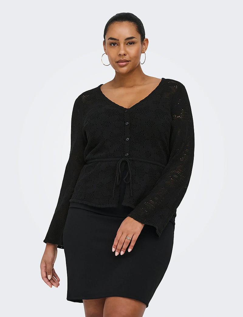 ONLY Carmakoma - CARISABELLA LIFE NEW LS FITTED CARDI KNT - cardigans - black - 0