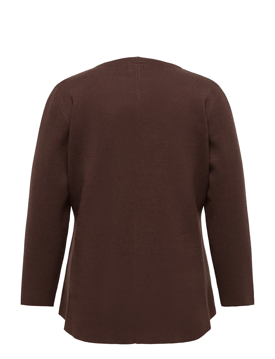 ONLY Carmakoma - CARIBI LS FULL V-NECK CARDI KNT - strickjacken - coffee bean - 1