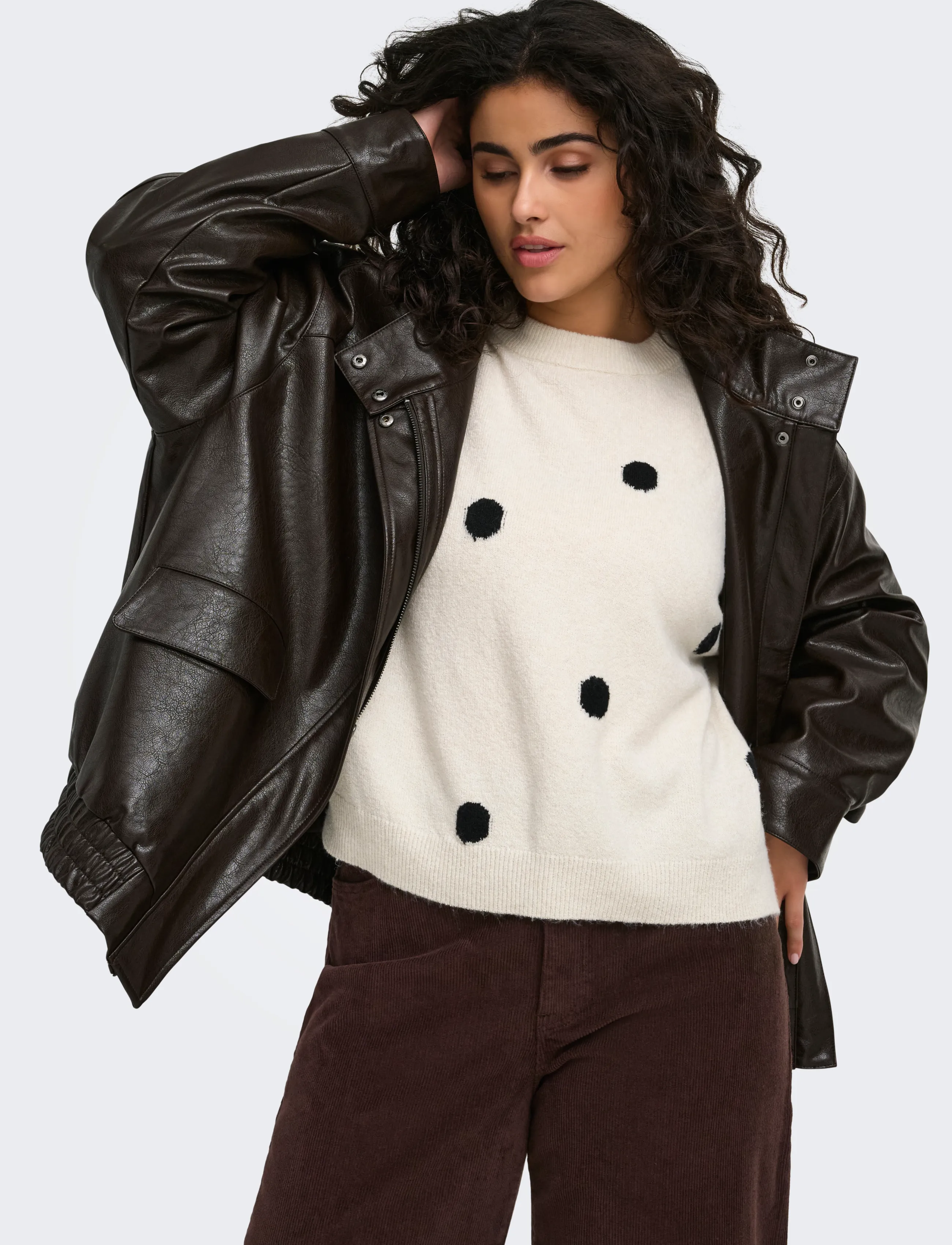 ONLY Carmakoma CARRICA LS DETAIL O-NECK KNT - Geburtstag - BIRCH / cream