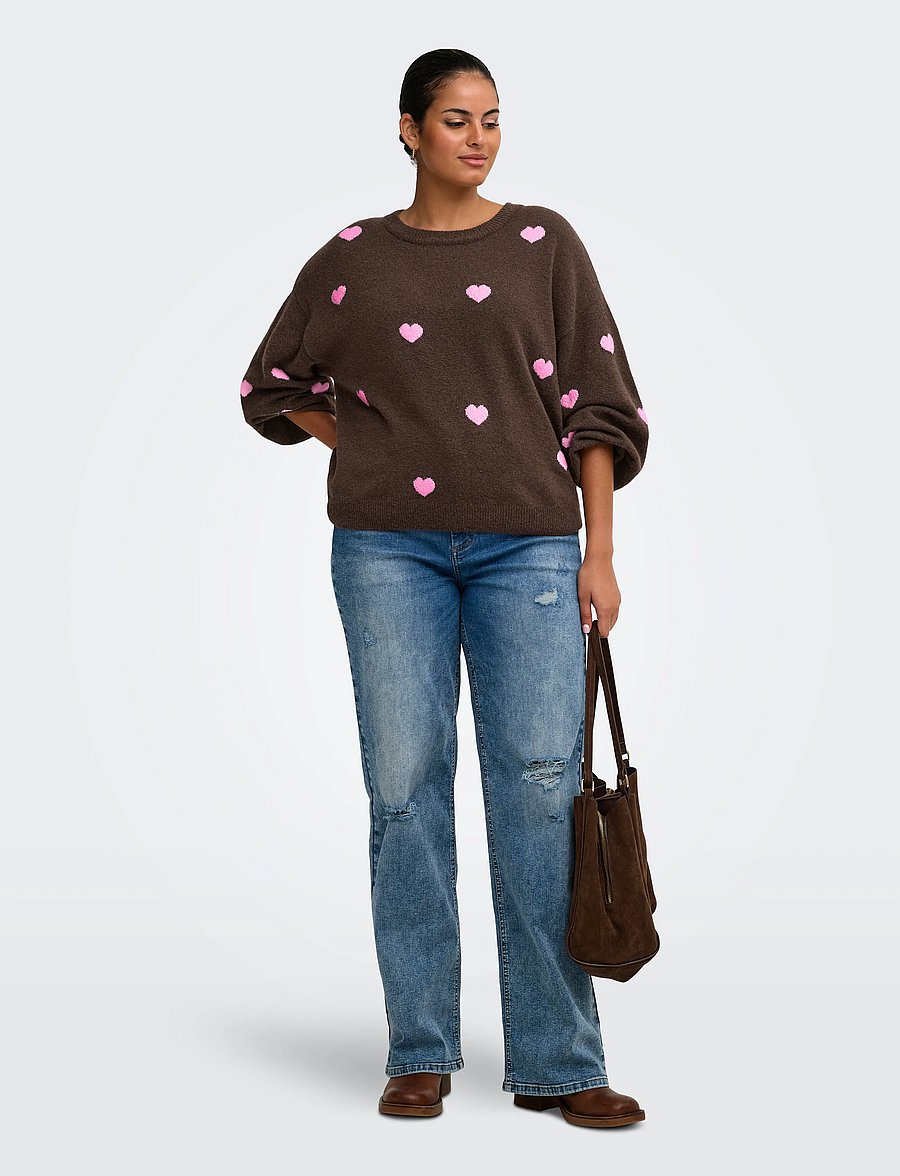 ONLY Carmakoma - CARRICA LS DETAIL O-NECK KNT - striktrøjer - coffee bean - 4