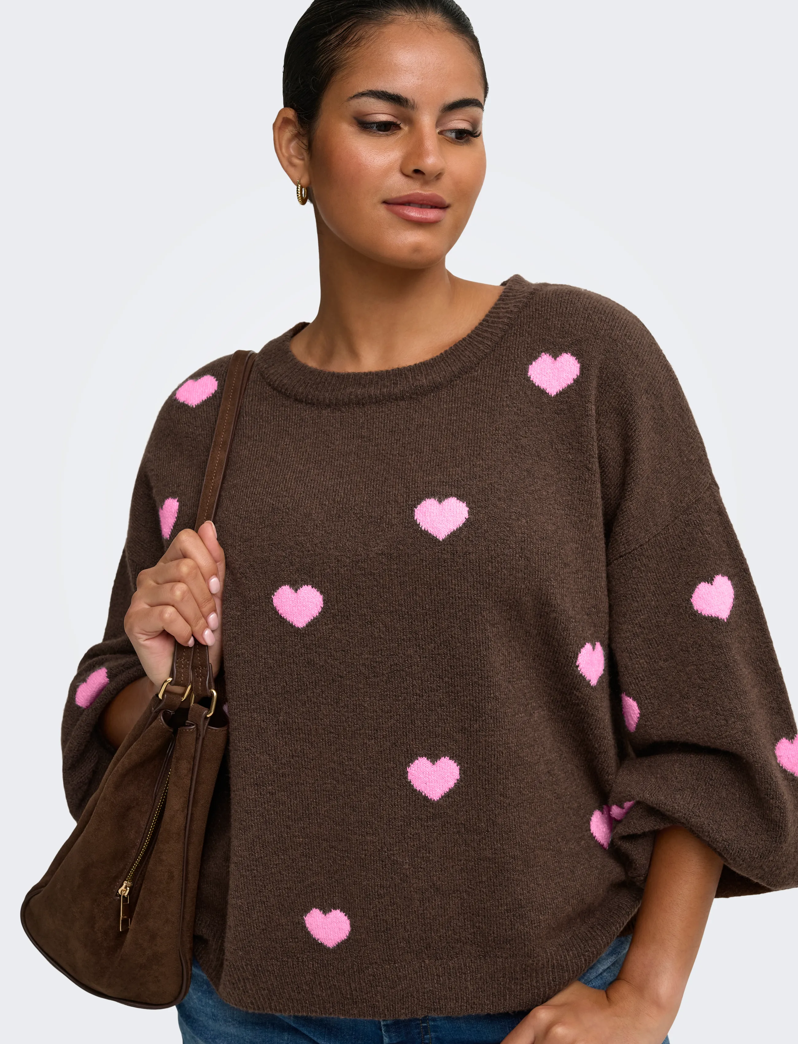 ONLY Carmakoma - CARRICA LS DETAIL O-NECK KNT - striktrøjer - coffee bean - 5