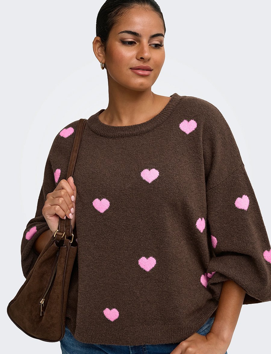 ONLY Carmakoma - CARRICA LS DETAIL O-NECK KNT - striktrøjer - coffee bean - 5