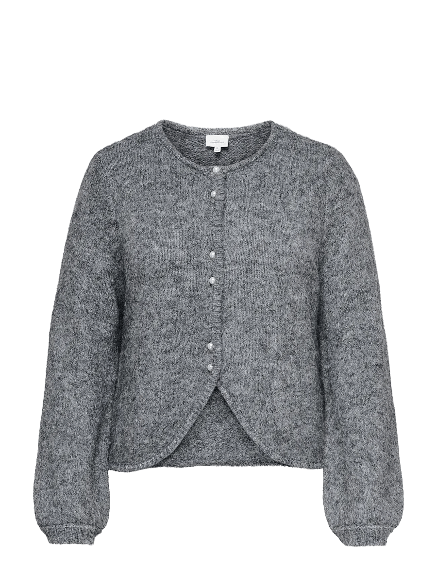 ONLY Carmakoma - CARZAGGIE BUTTON ONECK CARDI KNT - strickjacken - dark grey melange - 1