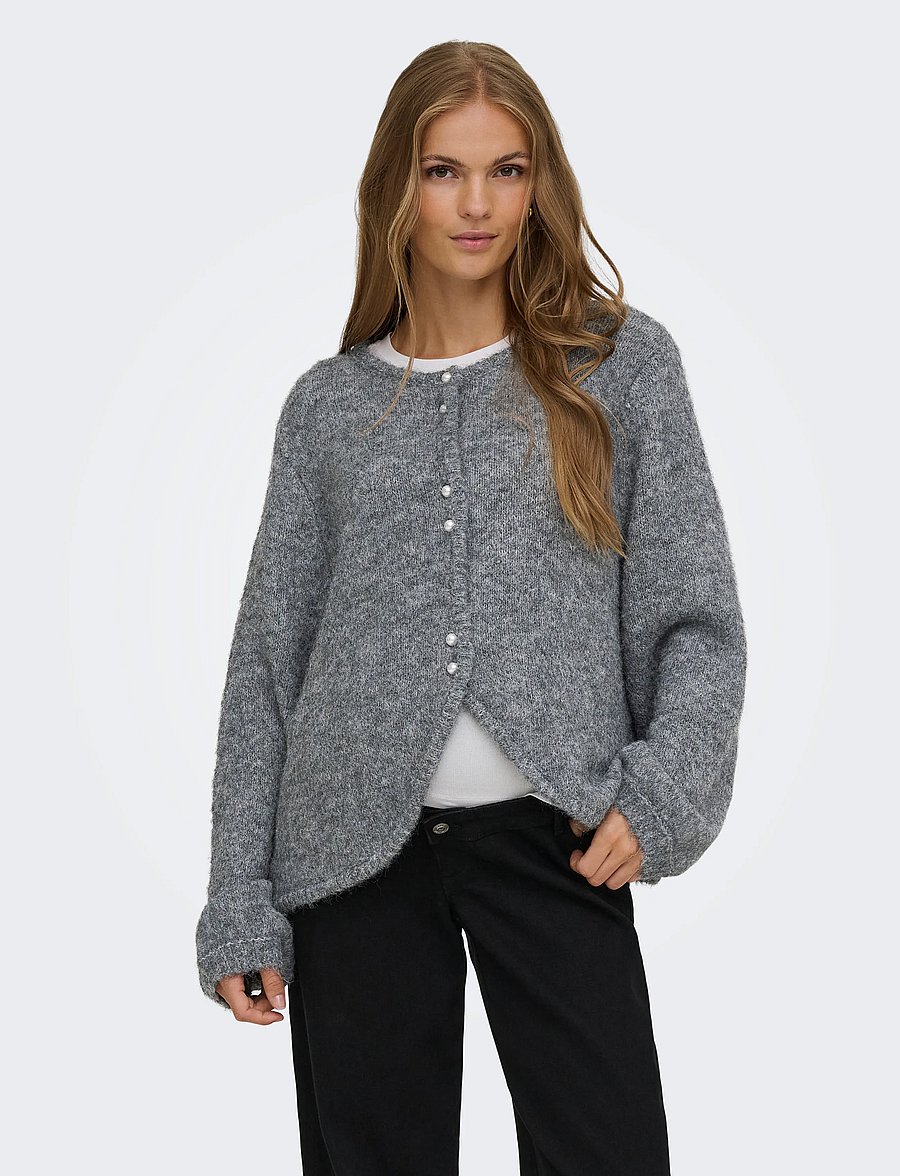 ONLY Carmakoma - CARZAGGIE BUTTON ONECK CARDI KNT - strickjacken - dark grey melange - 0