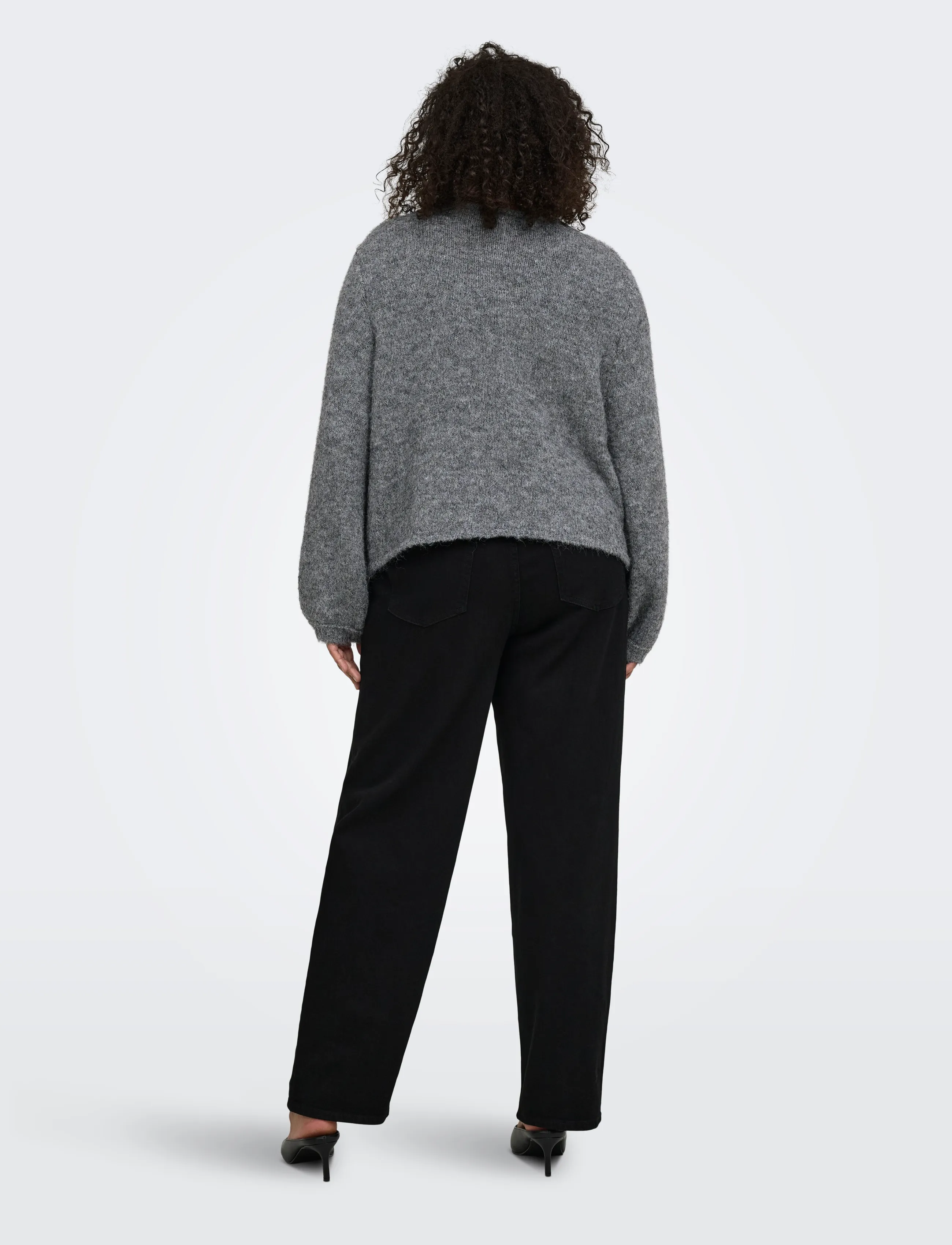 ONLY Carmakoma - CARZAGGIE BUTTON ONECK CARDI KNT - efterårstøj - dark grey melange - 3