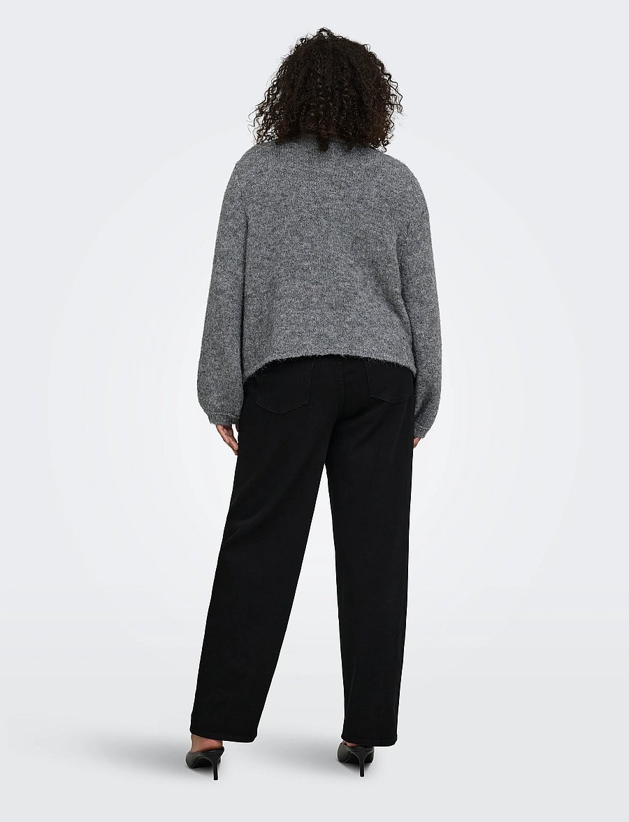 ONLY Carmakoma - CARZAGGIE BUTTON ONECK CARDI KNT - koftor - dark grey melange - 3