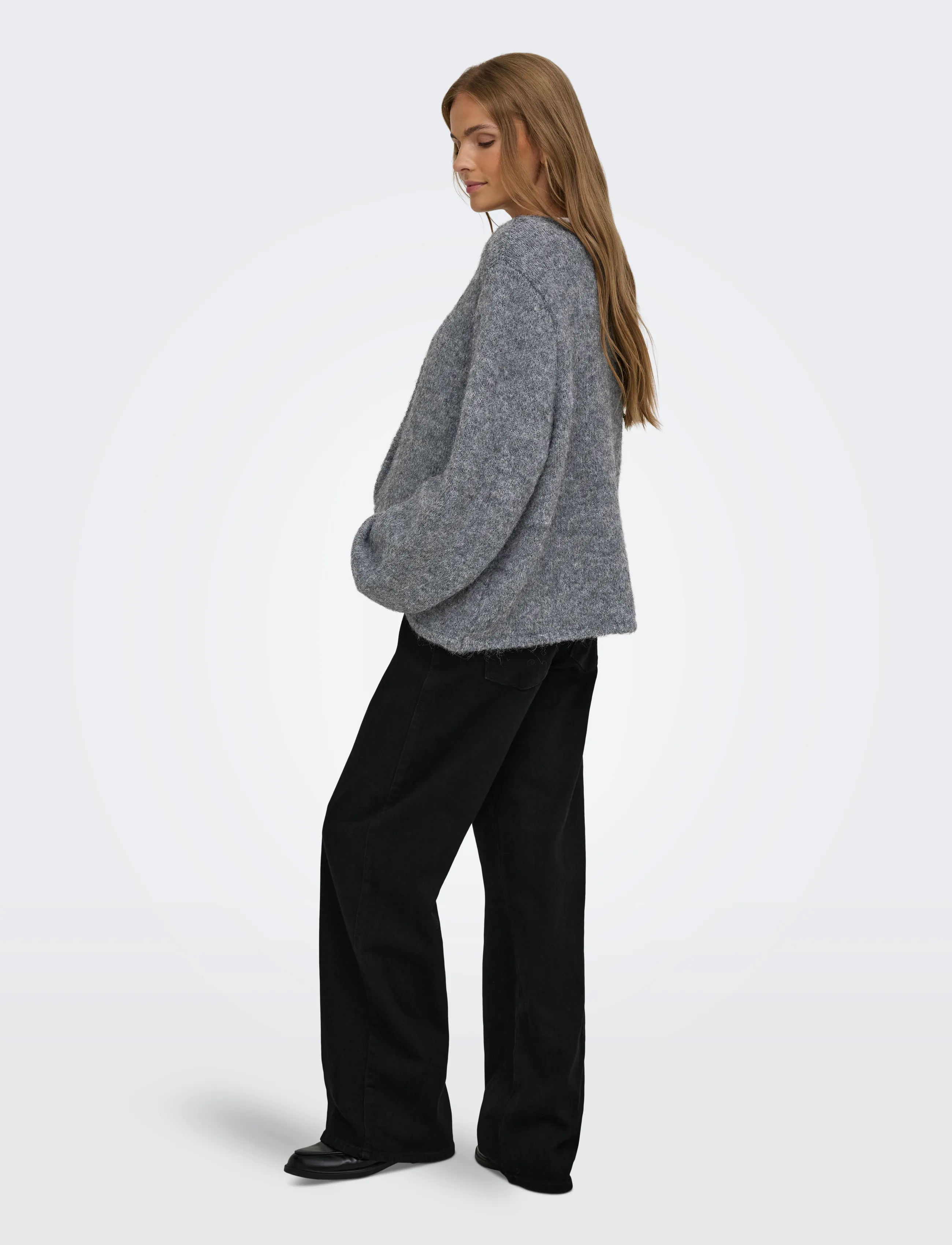 ONLY Carmakoma - CARZAGGIE BUTTON ONECK CARDI KNT - strickjacken - dark grey melange - 3