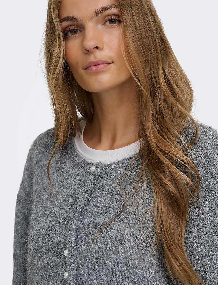 ONLY Carmakoma - CARZAGGIE BUTTON ONECK CARDI KNT - strickjacken - dark grey melange - 5