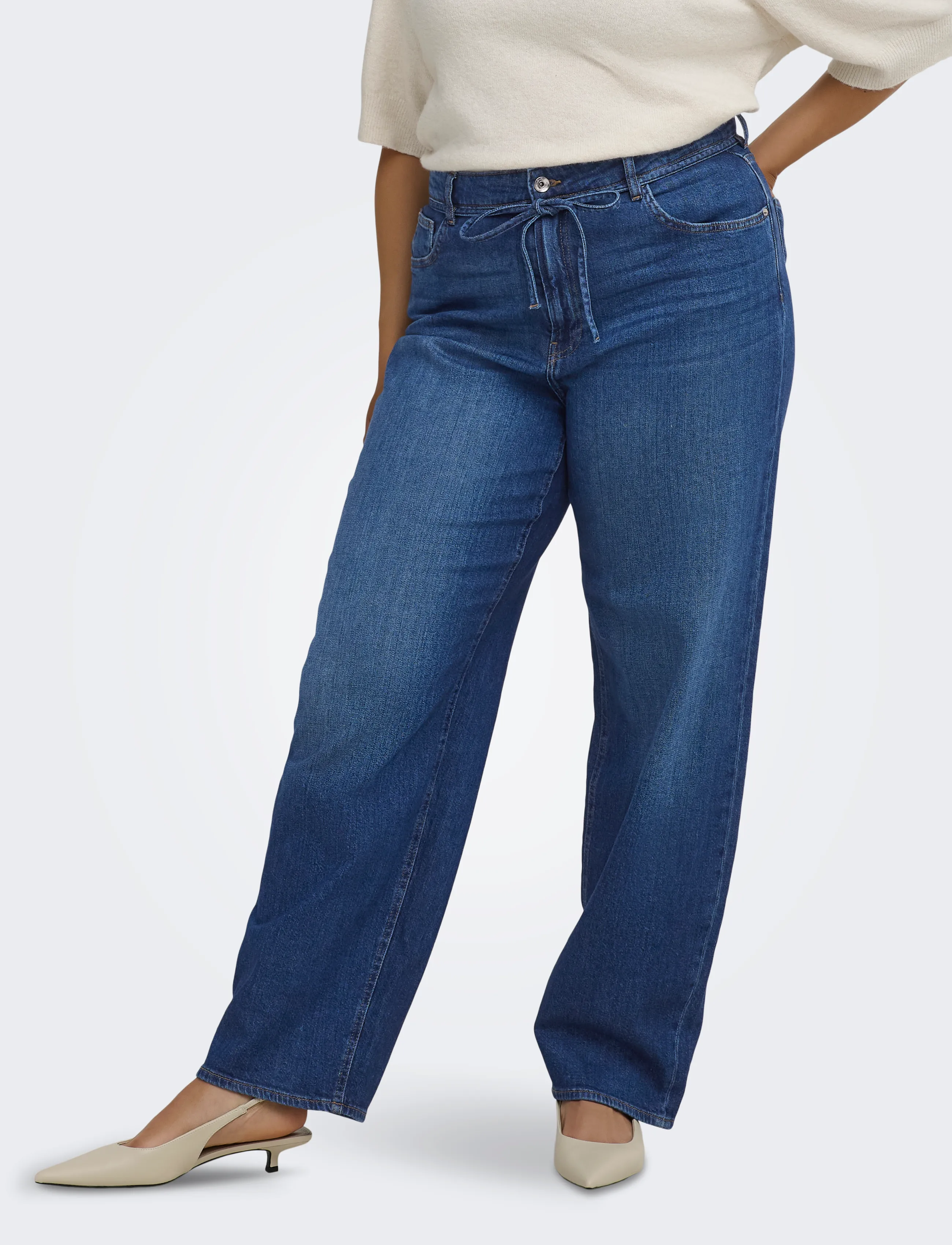 ONLY Carmakoma CARGIANNA MW STRAIGHT DNM BOX NOOS - Suorat farkut - DARK BLUE DENIM / navy