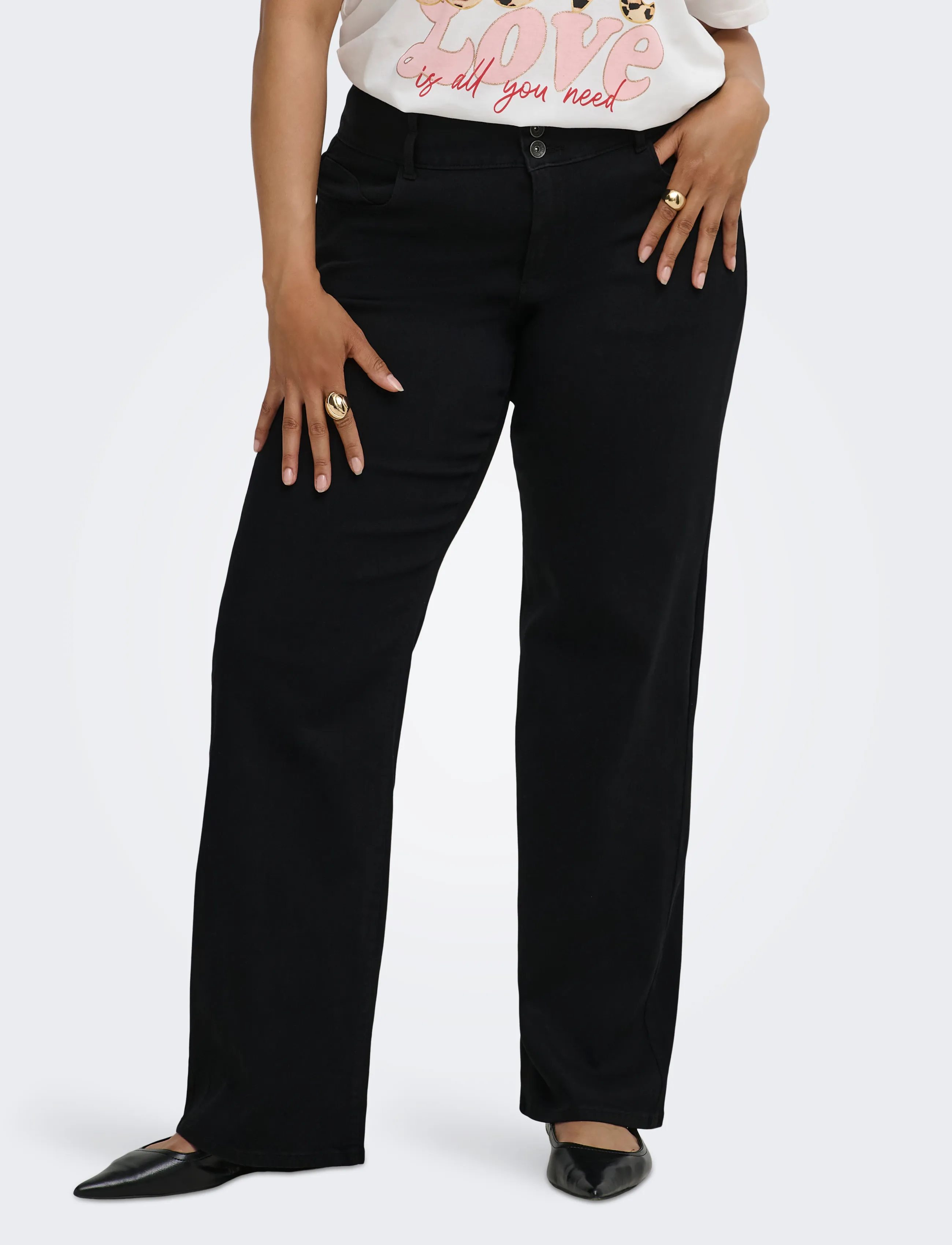 ONLY Carmakoma CARANNA HW WIDE BLACK DNM NOOS - Jeans - BLACK DENIM / black