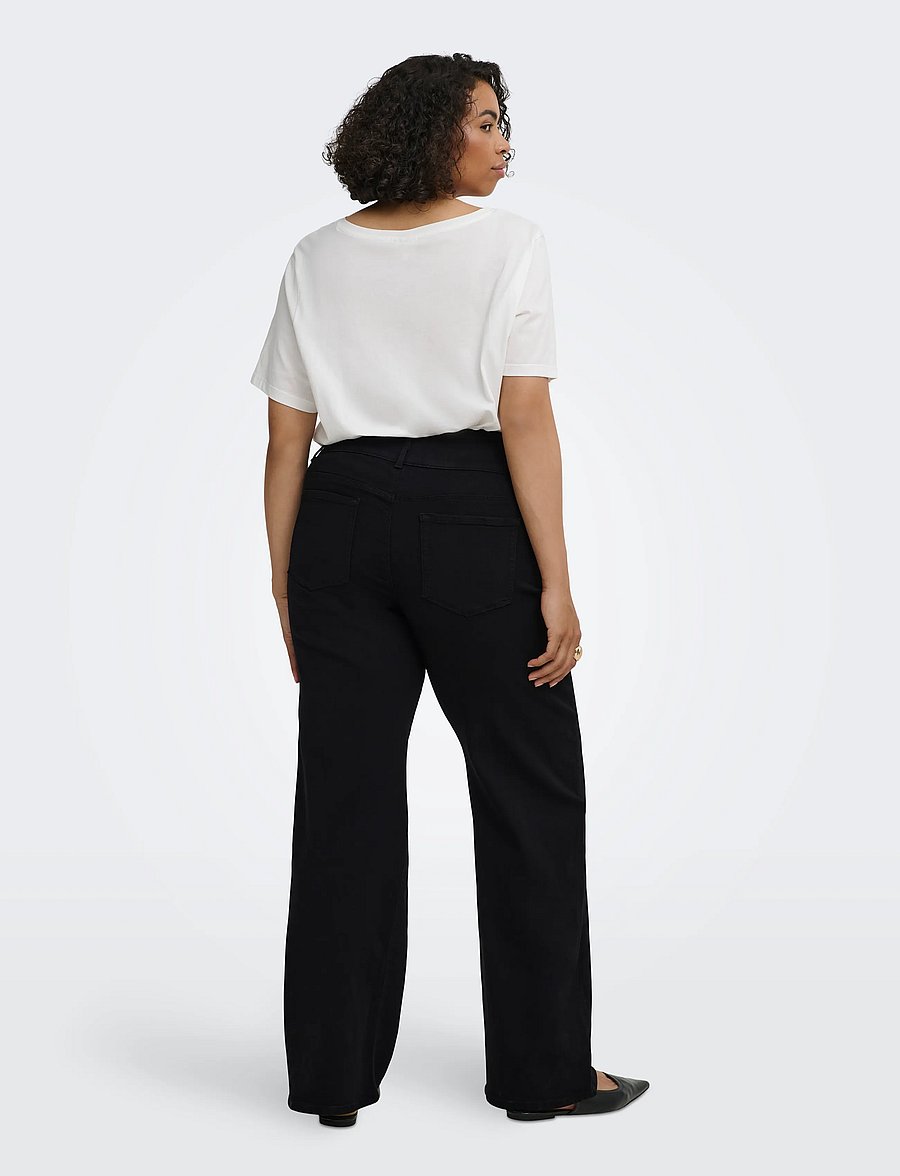ONLY Carmakoma - CARANNA HW WIDE BLACK DNM NOOS - brede jeans - black denim - 3