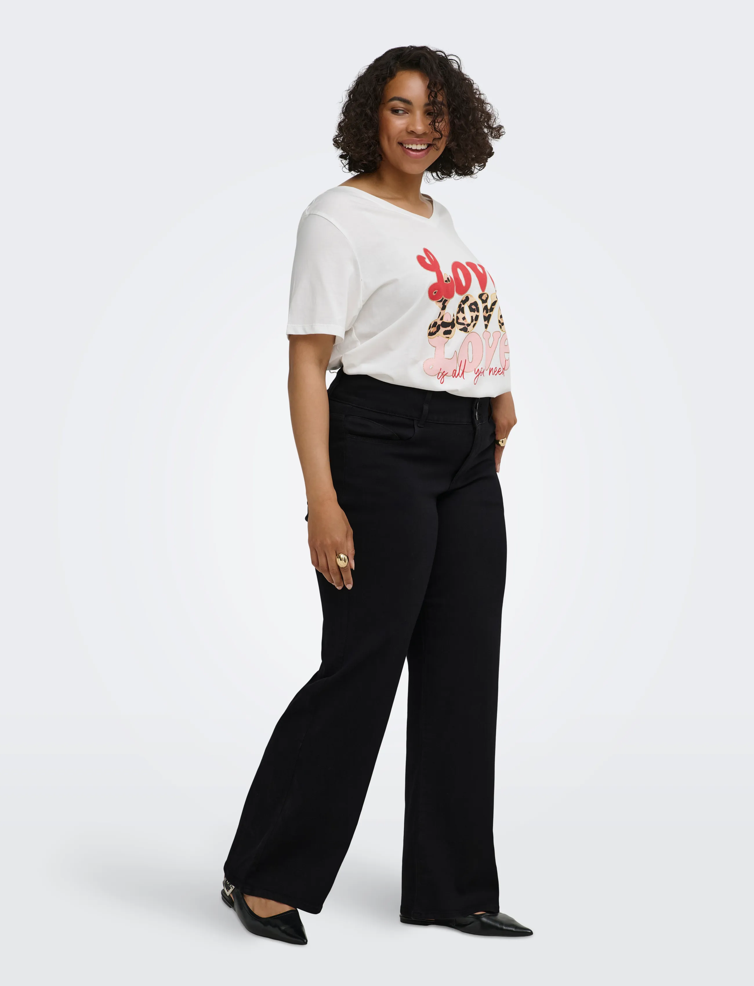 ONLY Carmakoma - CARANNA HW WIDE BLACK DNM NOOS - brede jeans - black denim - 4