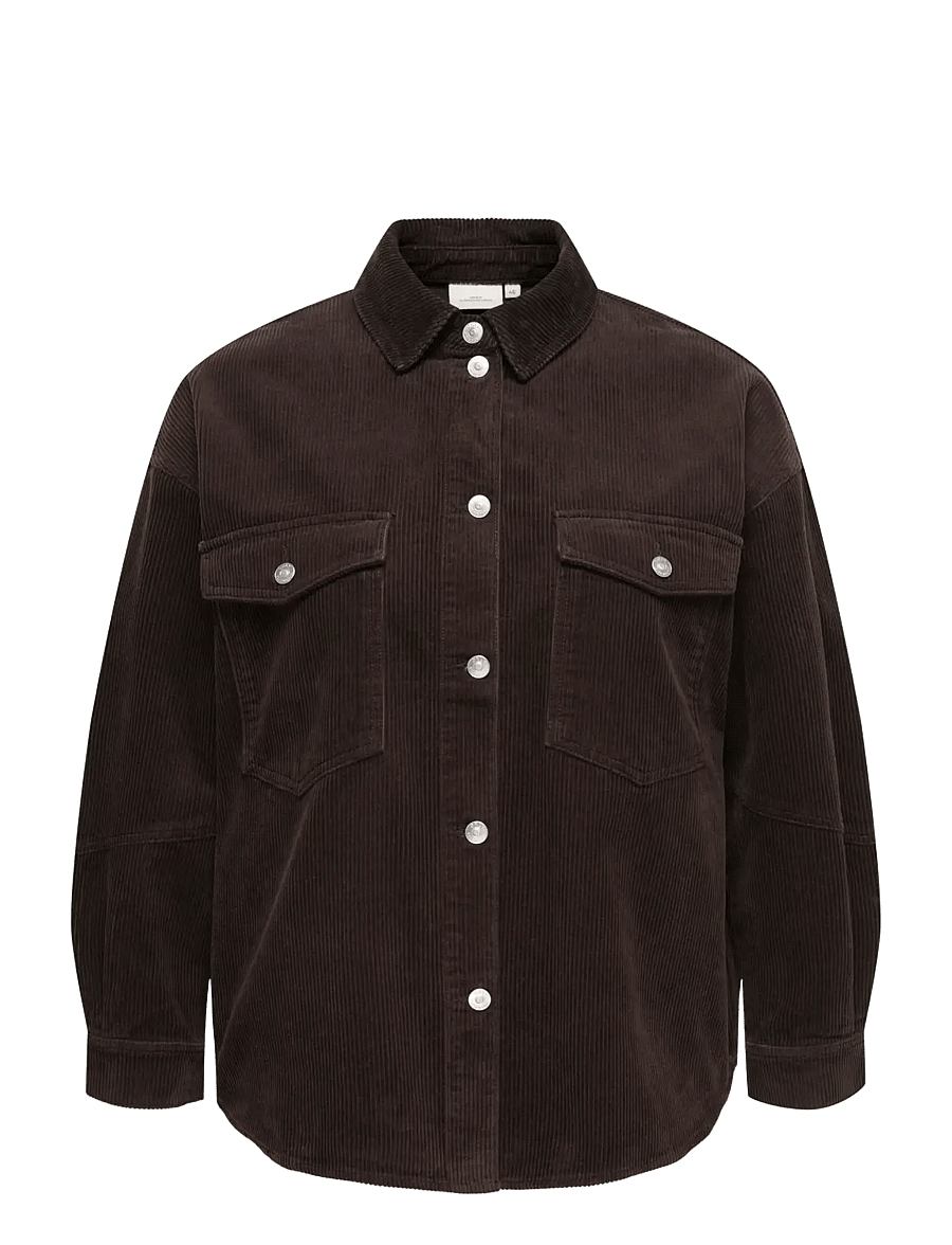 ONLY Carmakoma - CARTIGGY L/S CORD SHACKET PNT NOOS - overshirts - ganache - 1