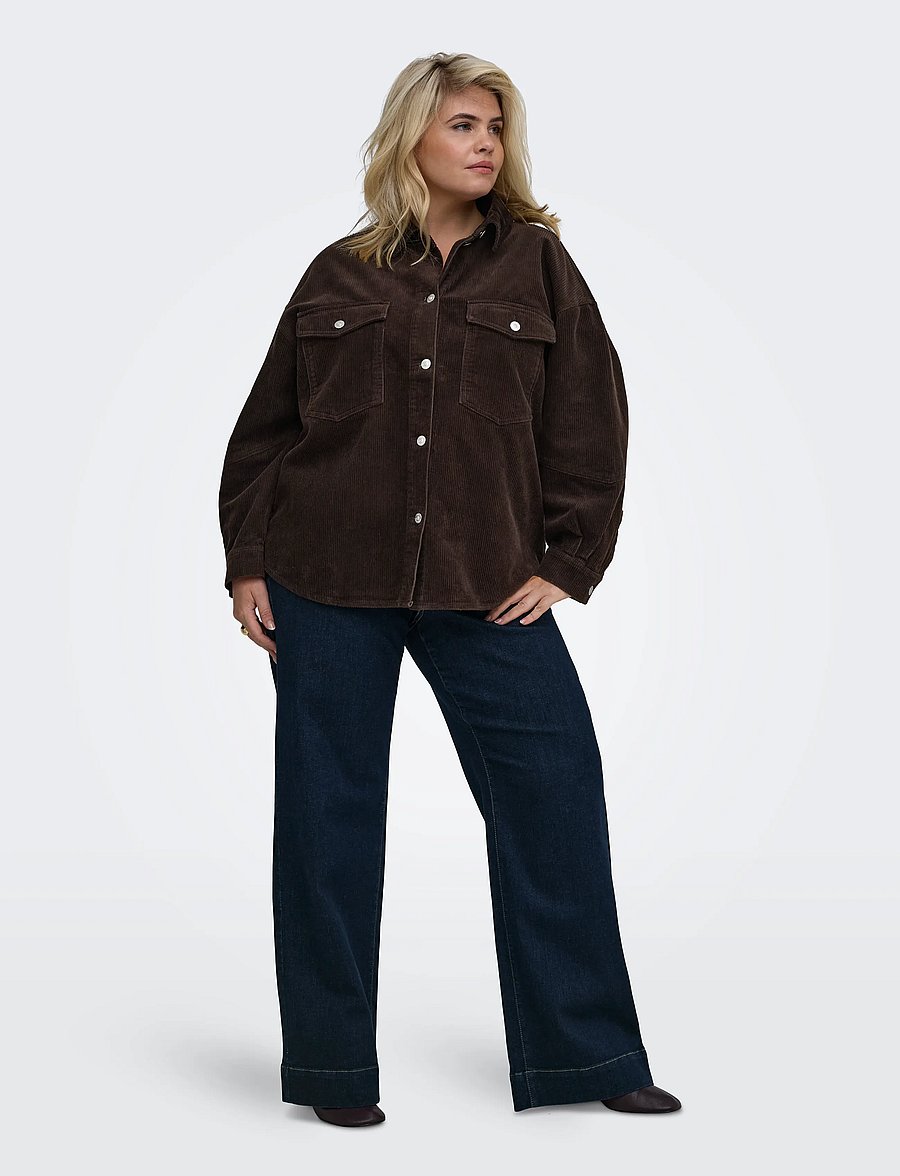 ONLY Carmakoma - CARTIGGY L/S CORD SHACKET PNT NOOS - overshirts - ganache - 4