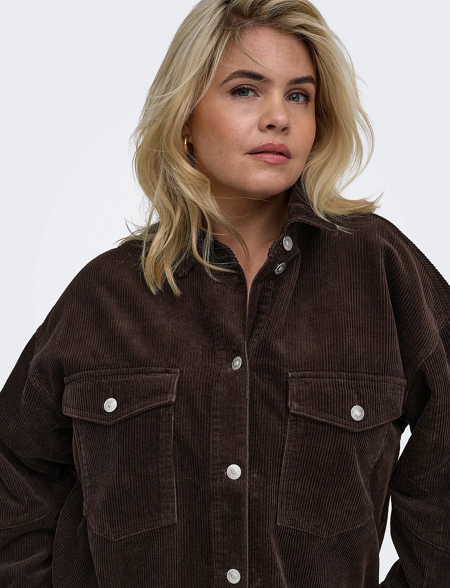 ONLY Carmakoma - CARTIGGY L/S CORD SHACKET PNT NOOS - overshirts - ganache - 5