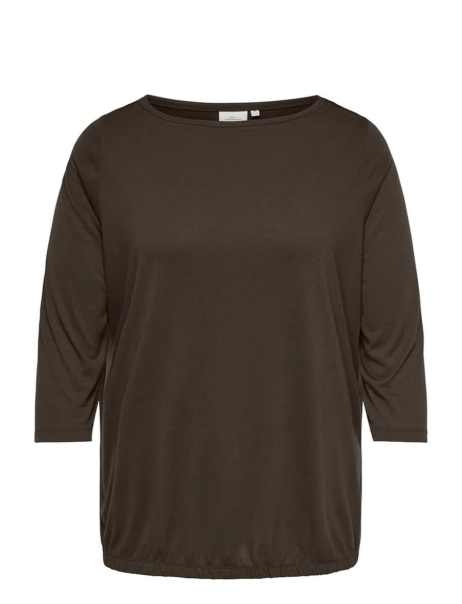 ONLY Carmakoma - CARCARLINNE 3/4 BOATNECK TOP JRS - coffee bean - 1