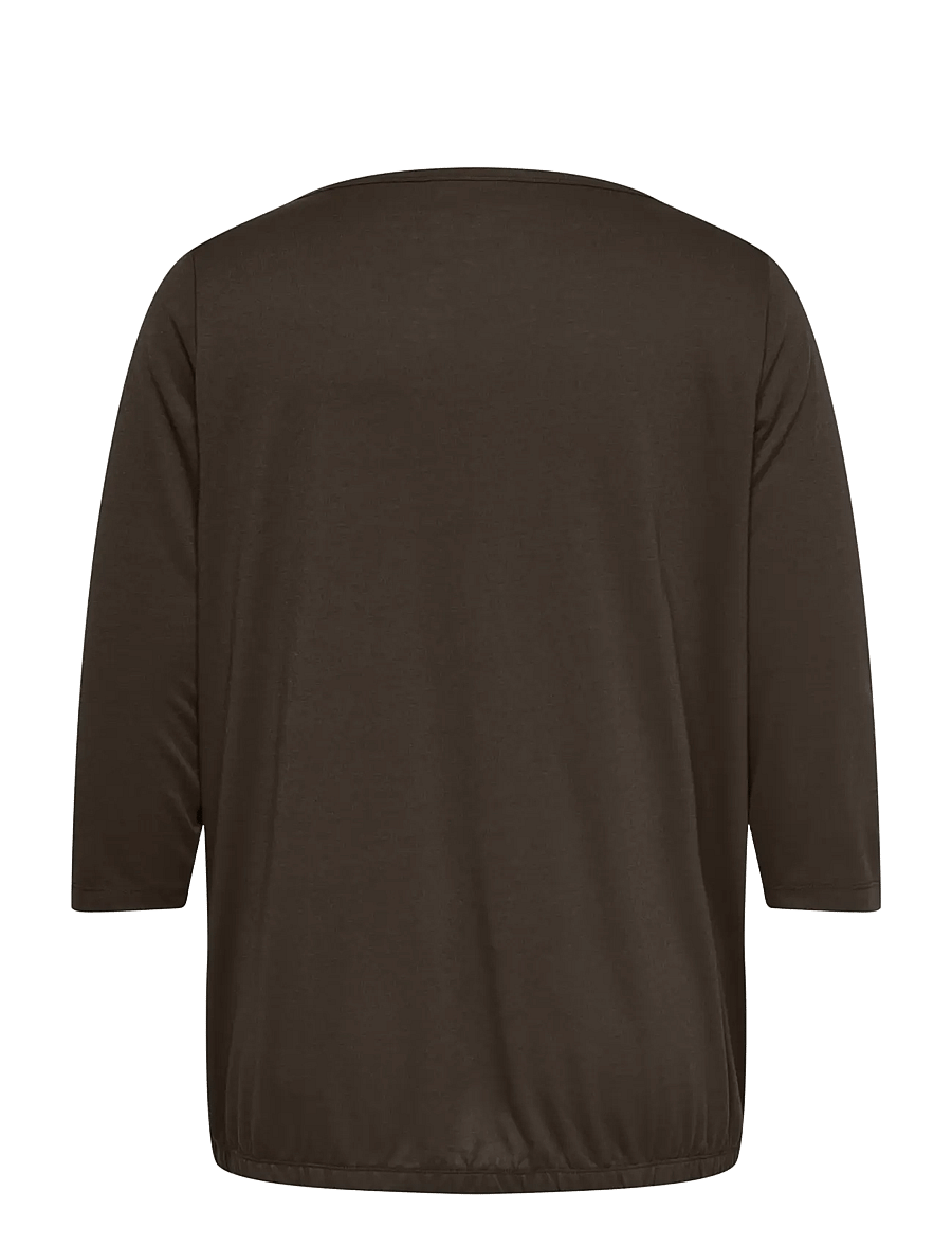 ONLY Carmakoma - CARCARLINNE 3/4 BOATNECK TOP JRS - coffee bean - 2