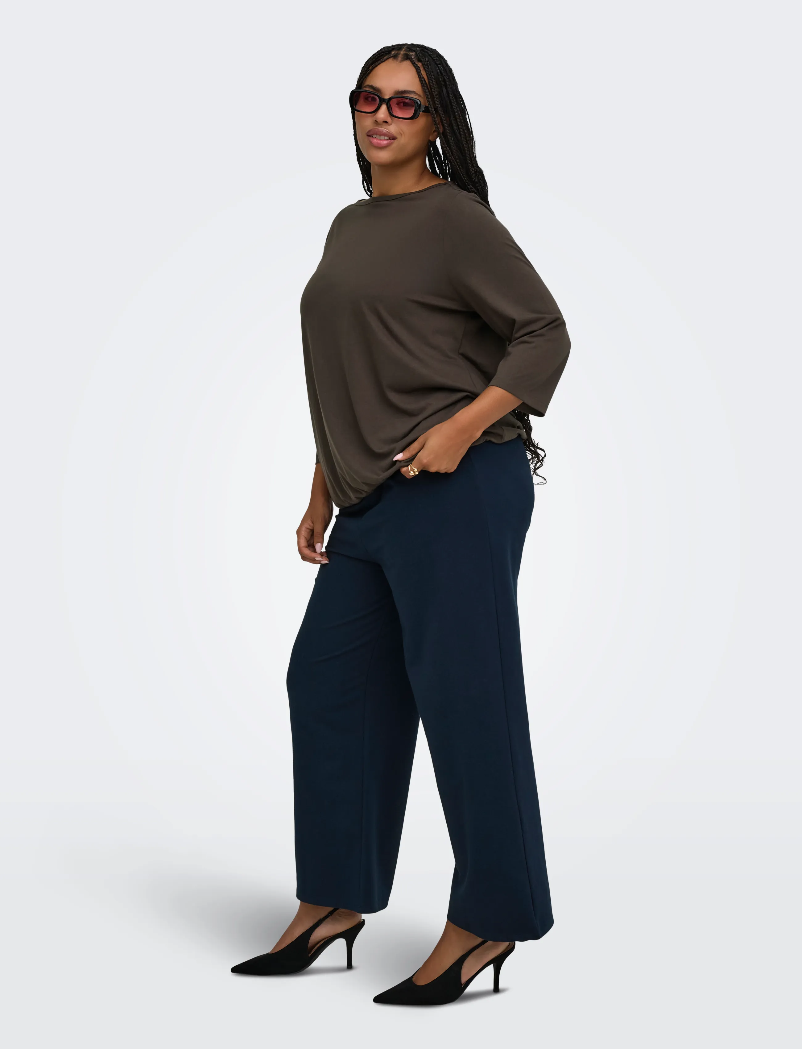 ONLY Carmakoma - CARCARLINNE 3/4 BOATNECK TOP JRS - coffee bean - 4