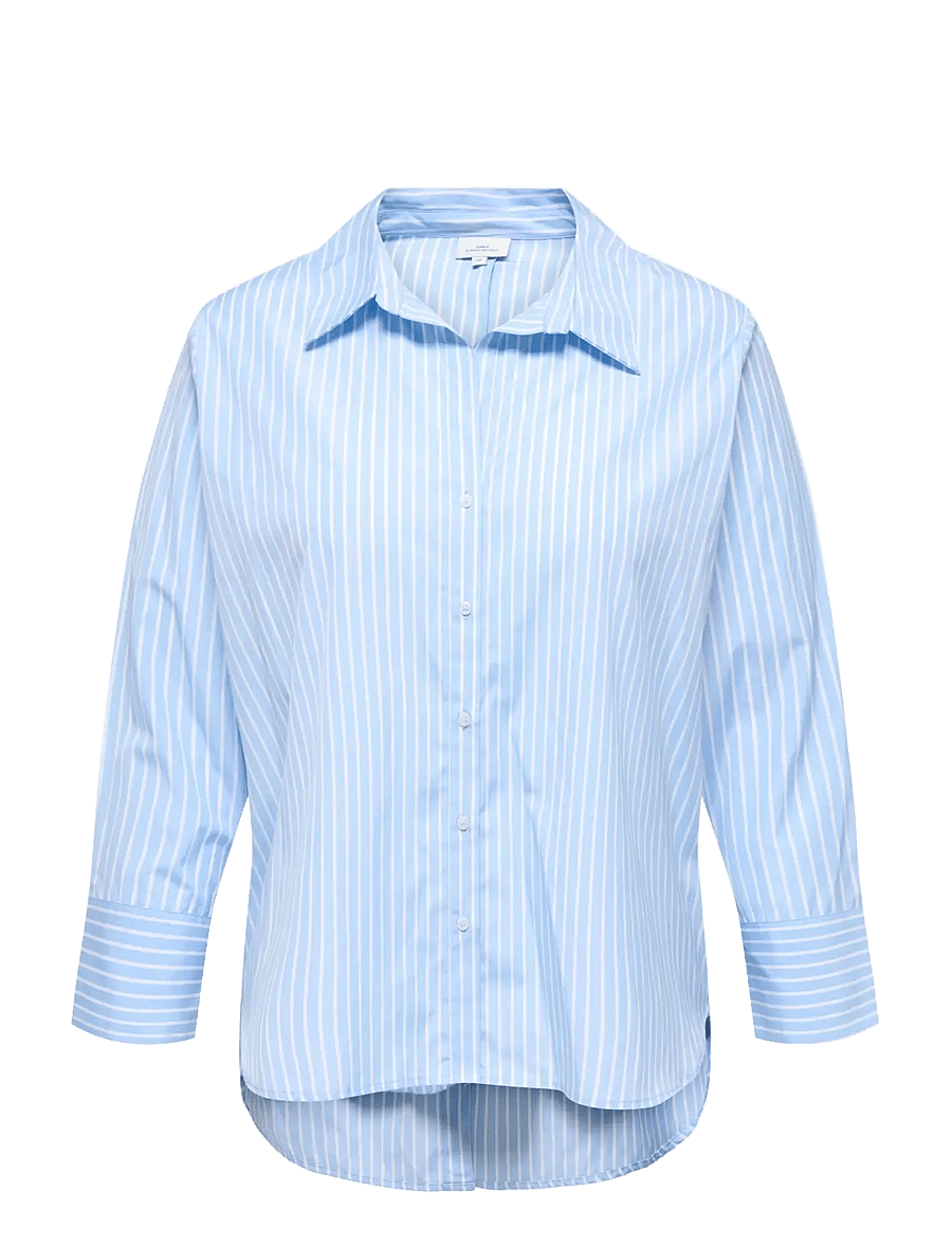 ONLY Carmakoma - CAROREGON ALVA LS BACK BTN SHIRT WVN - långärmade skjortor - soft chambray - 1