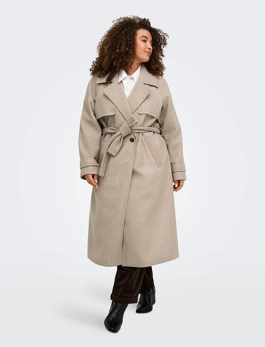 ONLY Carmakoma - CARLAURA BELTED LONG COAT OTW - simply taupe - 0