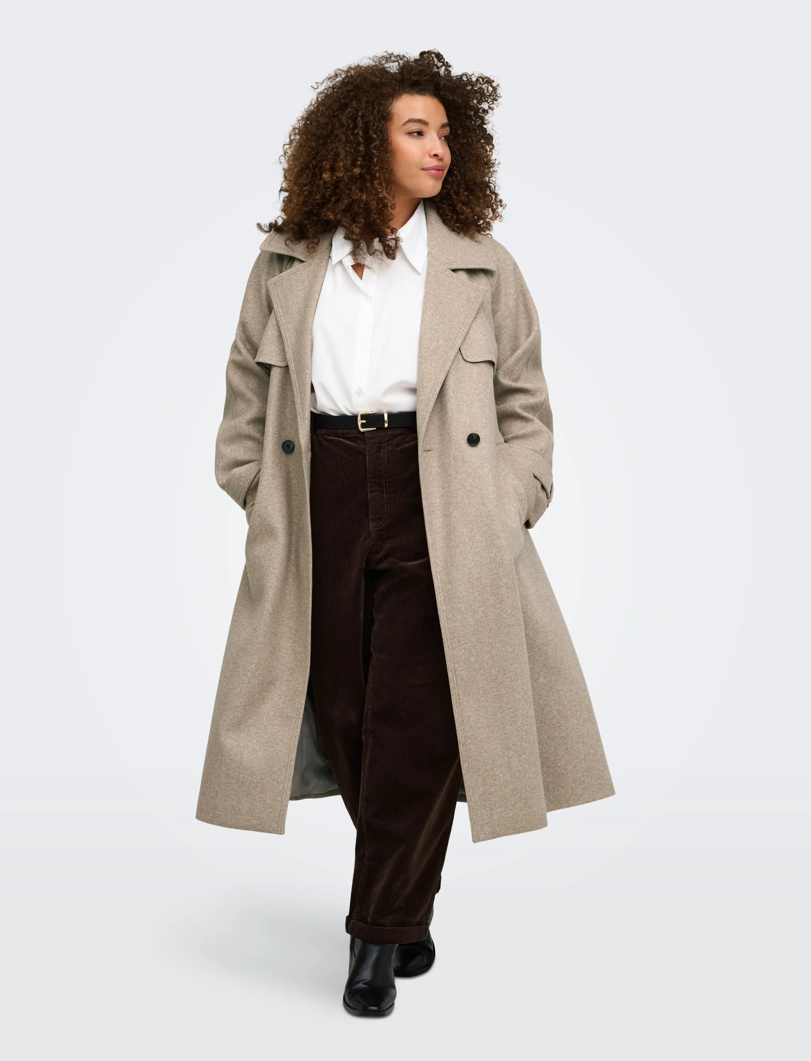 ONLY Carmakoma - CARLAURA BELTED LONG COAT OTW - simply taupe - 4