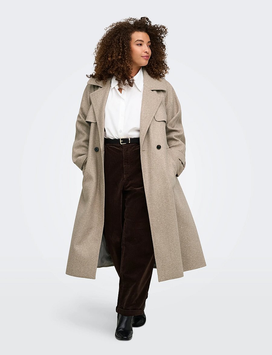 ONLY Carmakoma - CARLAURA BELTED LONG COAT OTW - simply taupe - 4