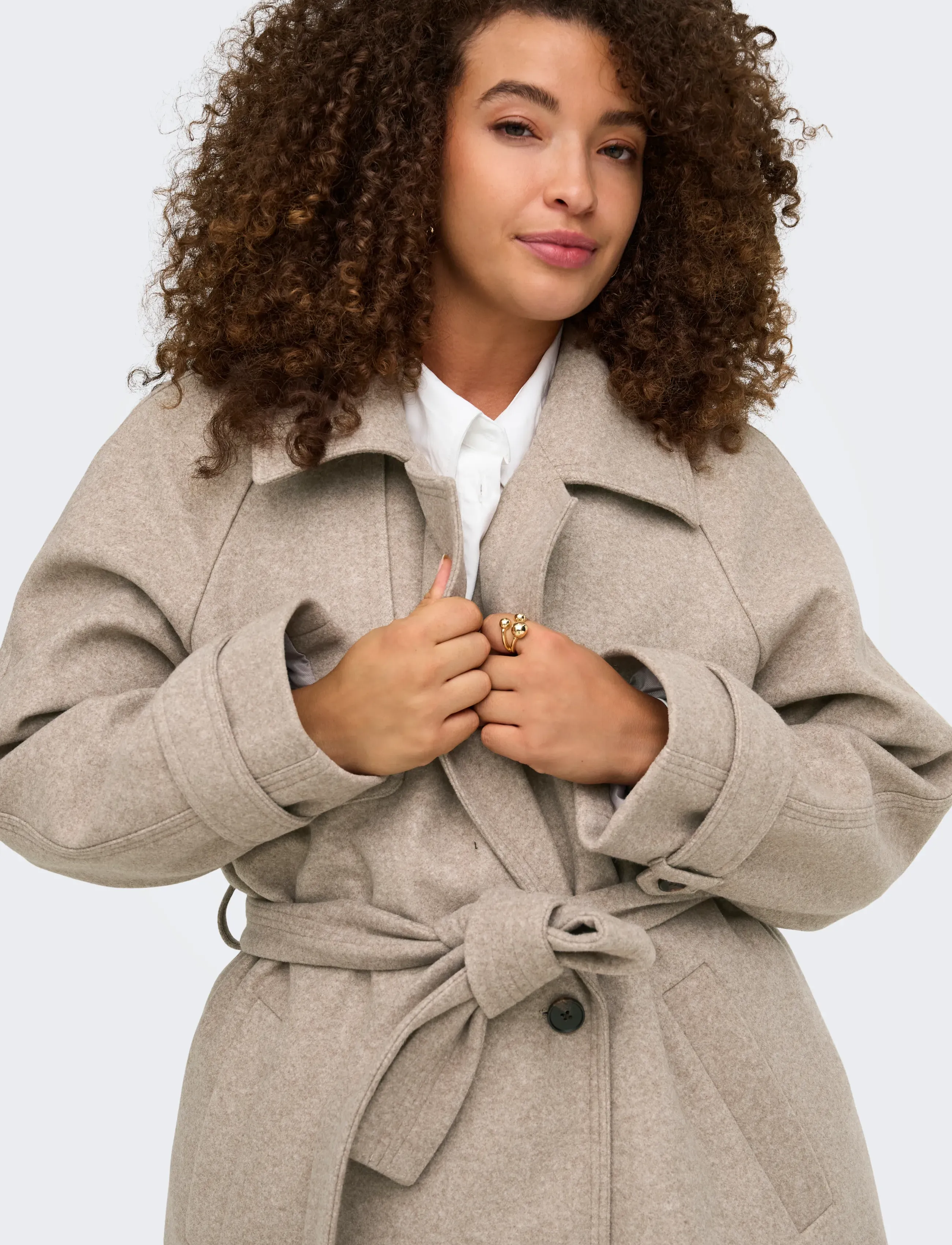 ONLY Carmakoma - CARLAURA BELTED LONG COAT OTW - simply taupe - 5