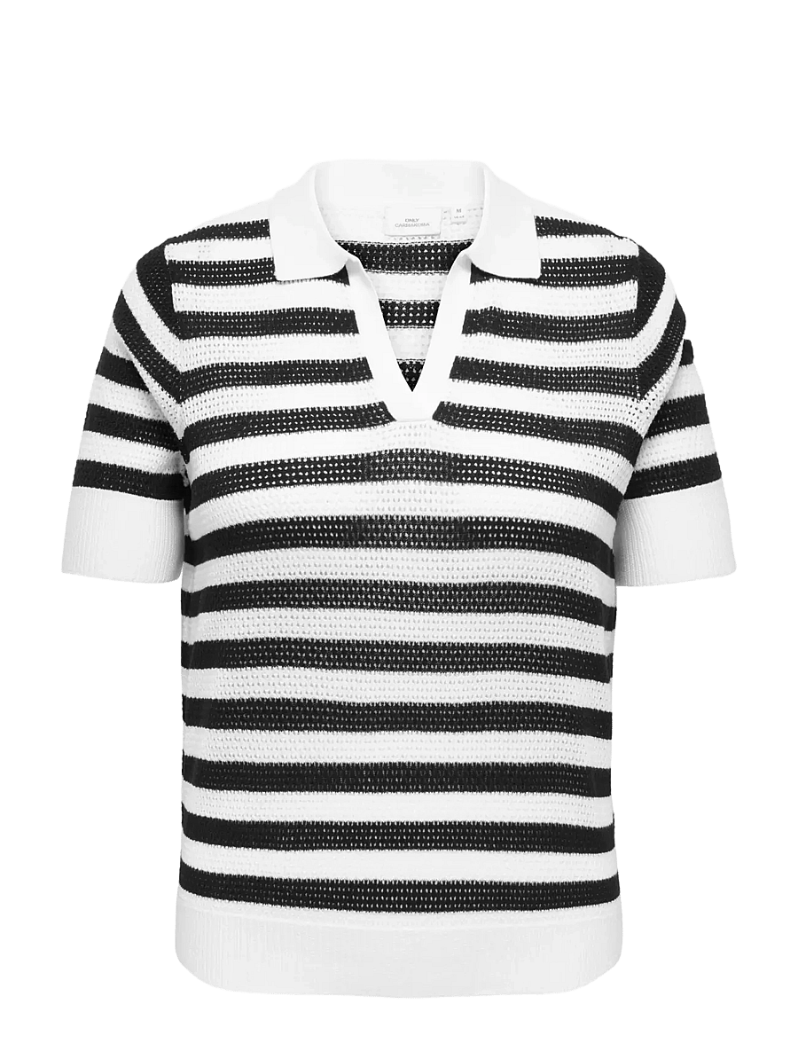 ONLY Carmakoma - CARDIANA SS POLO PULLOVER KNT - stickade tröjor - cloud dancer - 0