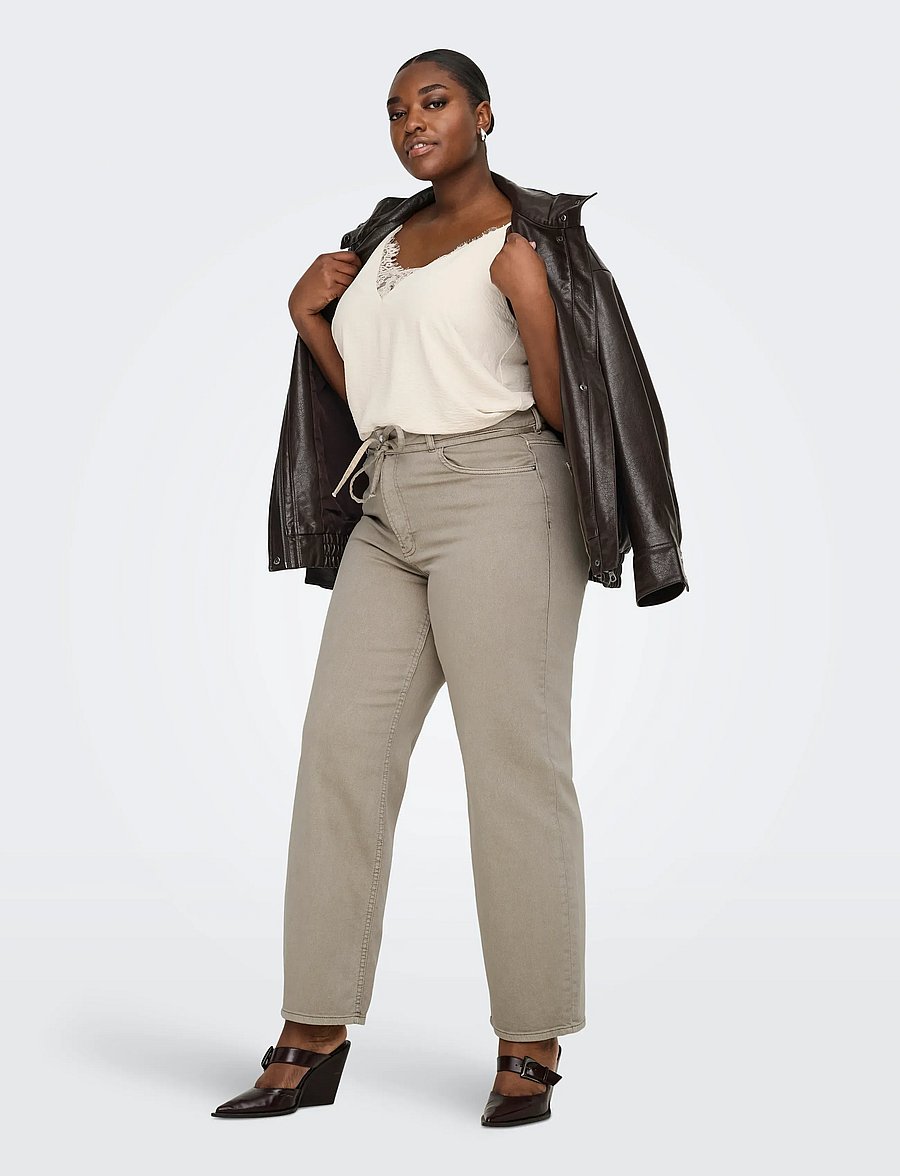 ONLY Carmakoma - CARHILLA GIANNA MW STRAIGHT PANT - straight jeans - silver mink - 4