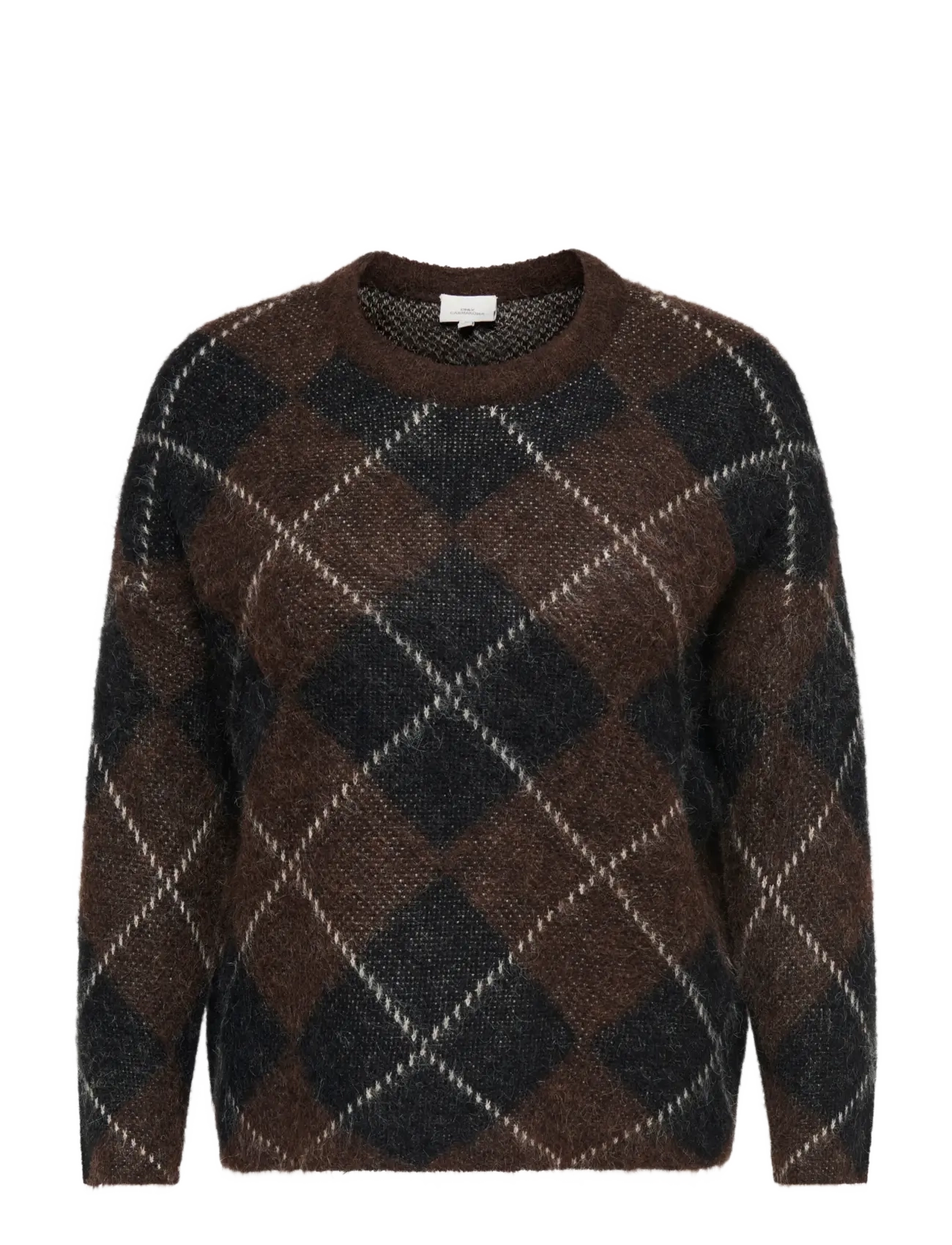ONLY Carmakoma CARNOEME LS PATTERN O-NECK KNT - Pullover - COFFEE BEAN / brown