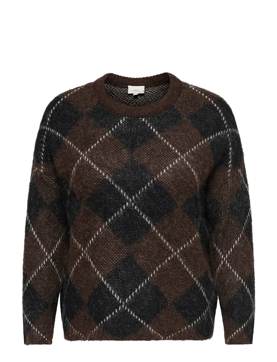 ONLY Carmakoma - CARNOEME LS PATTERN O-NECK KNT - pullover - coffee bean - 0