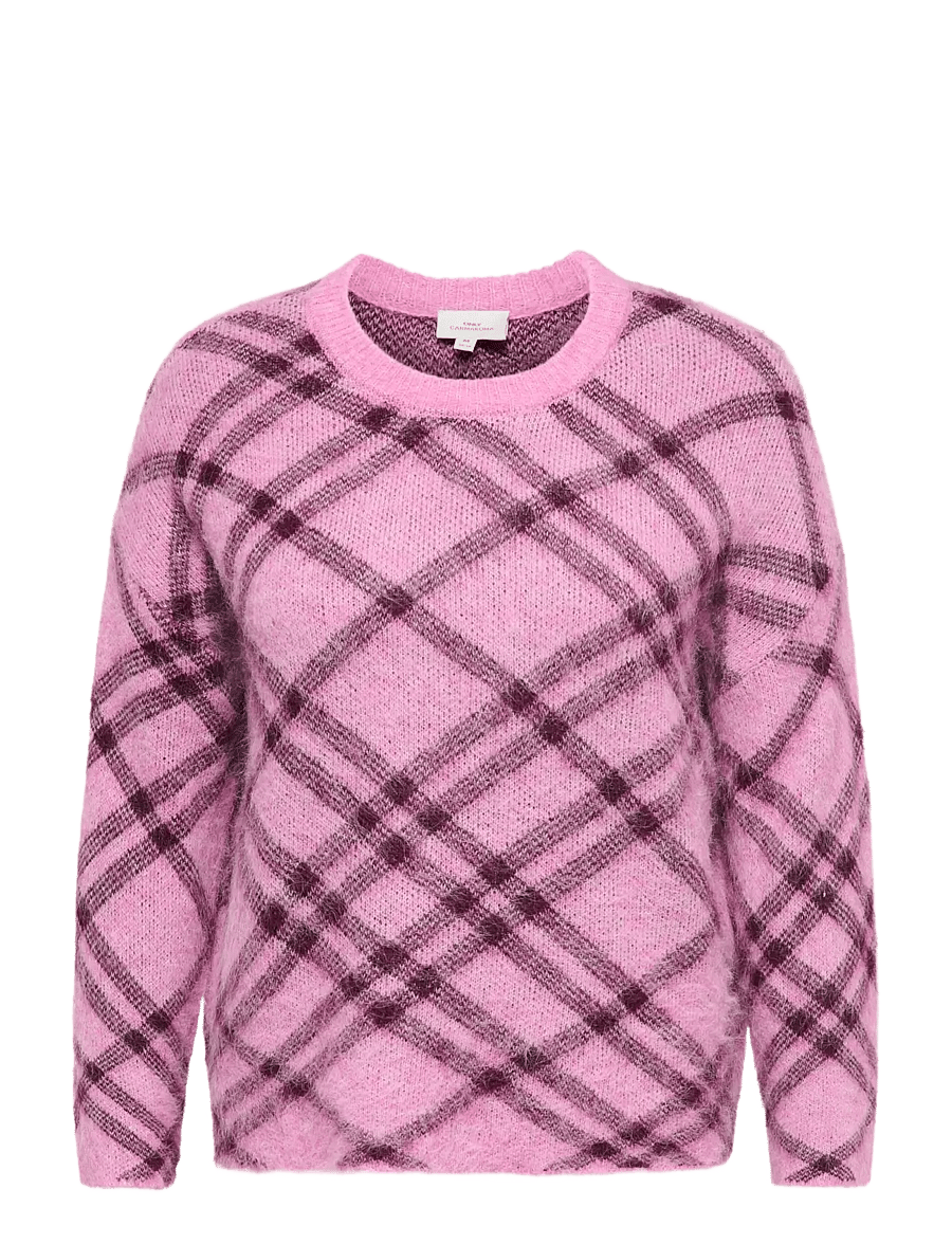 ONLY Carmakoma - CARNOEME LS PATTERN O-NECK KNT - kampsunid - cyclamen - 1