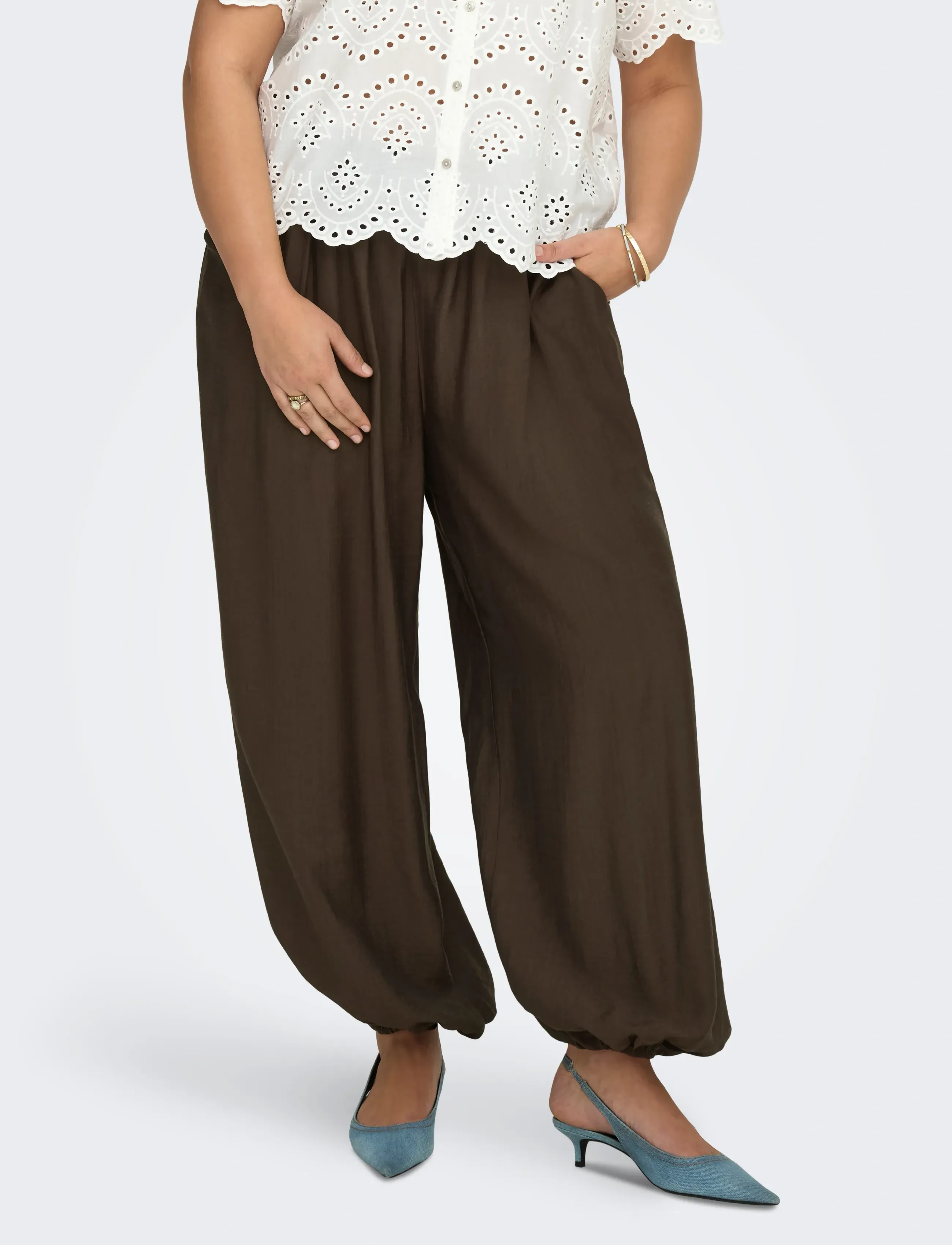 ONLY Carmakoma Carcamille Harem Pant Wvn, Kvinder, Harem Bukser, Brun, Str: 52 x 32