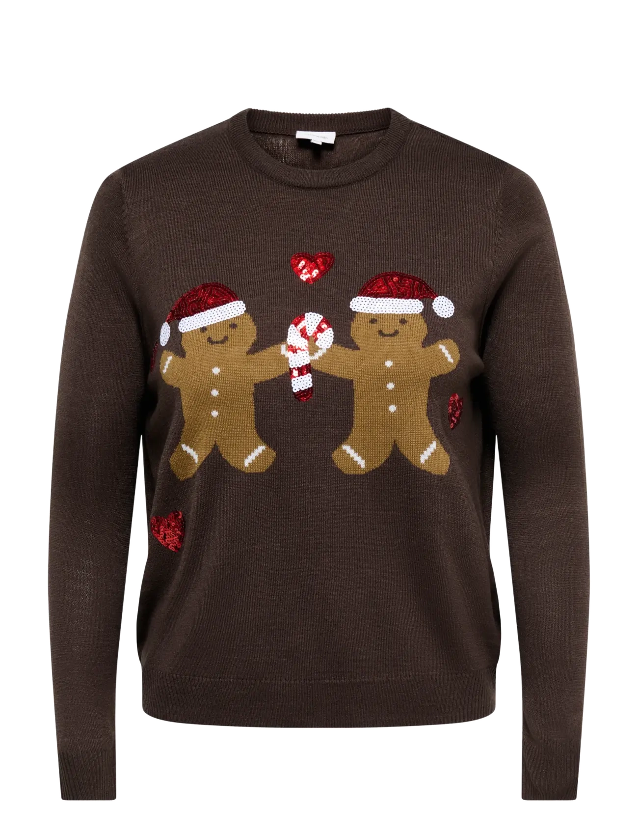 ONLY Carmakoma CARXMAS SHINE MOTIVE LS O-NECK KNT - Jumpers - COFFEE BEAN / brown
