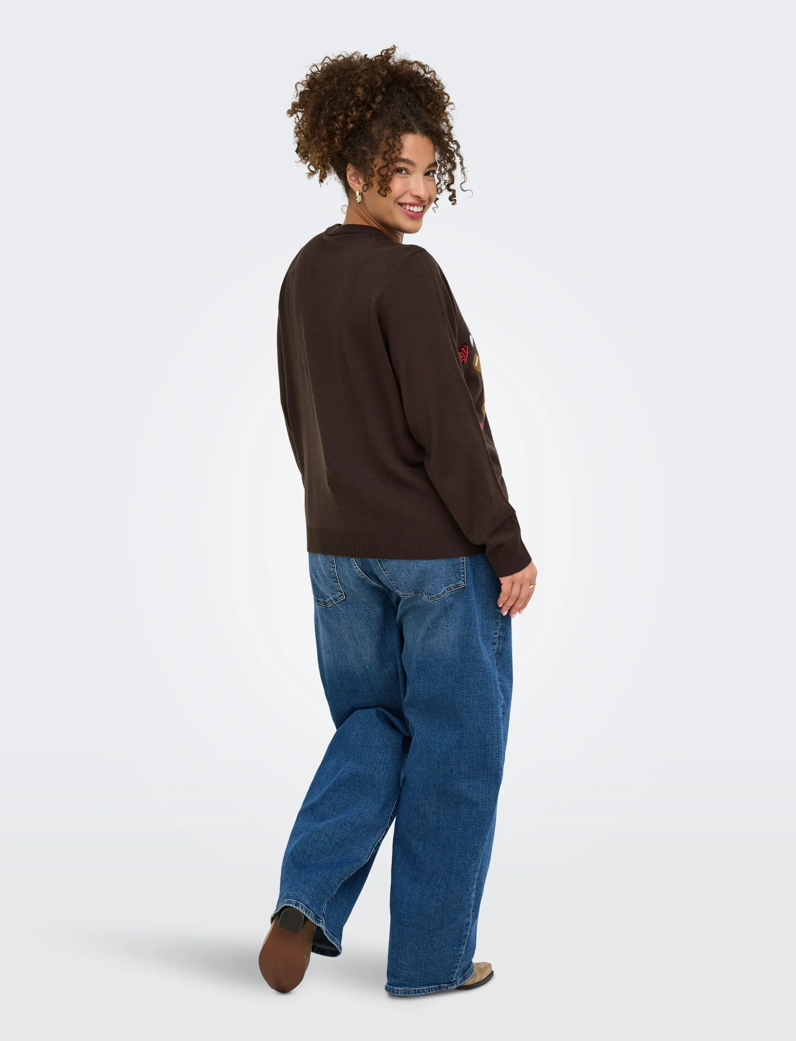 ONLY Carmakoma - CARXMAS SHINE MOTIVE LS O-NECK KNT - coffee bean - 3