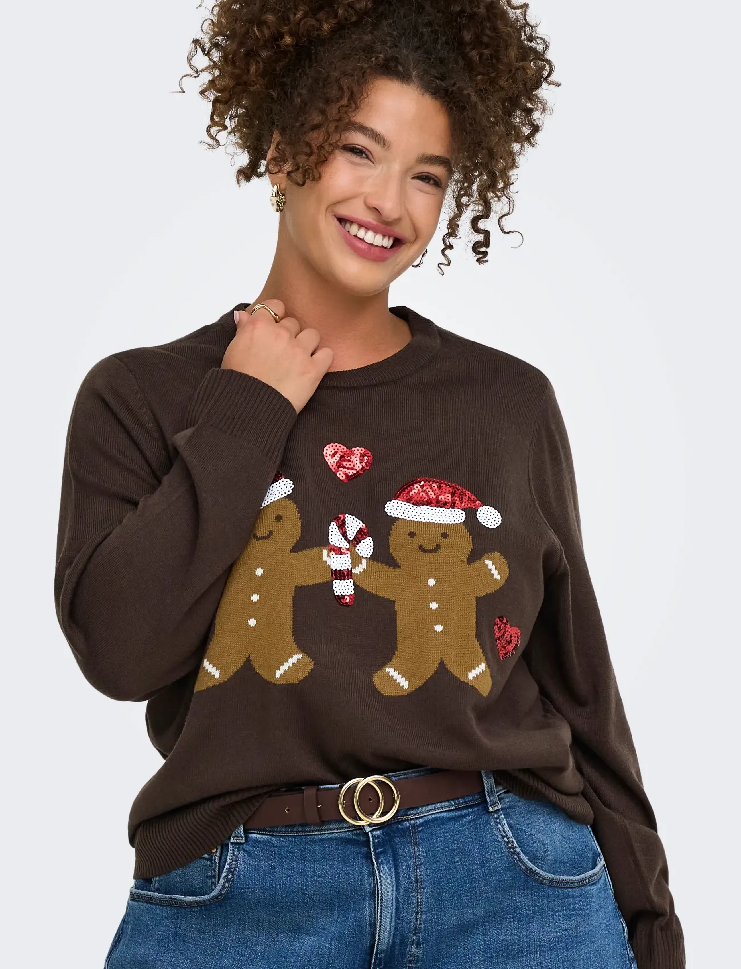 ONLY Carmakoma Carxmas Shine Motive Ls O-Neck Knt stickade tröjor dam – bild 4